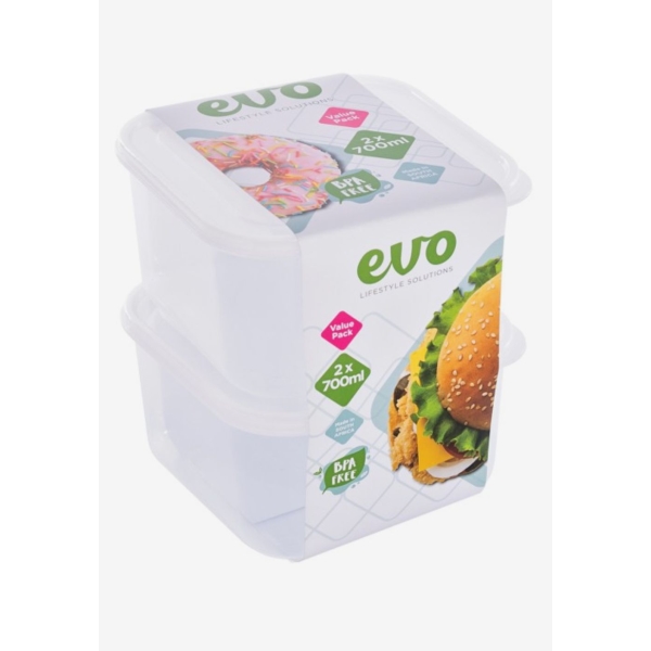Related Products - Evo 700ml Lunch Box 2pc Clear Base - Clear Lid P/SET