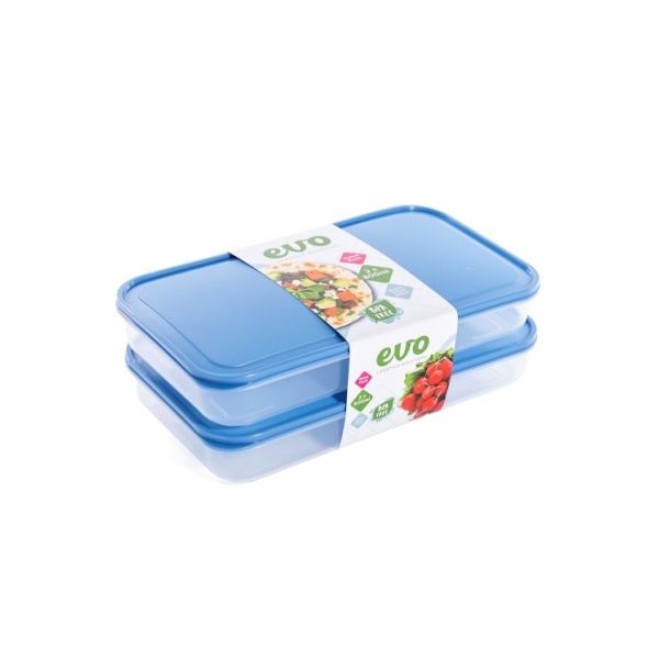 Related Products - Evo 800ml Lunch Box 2pc Clear Base - Blue Lid P/SET