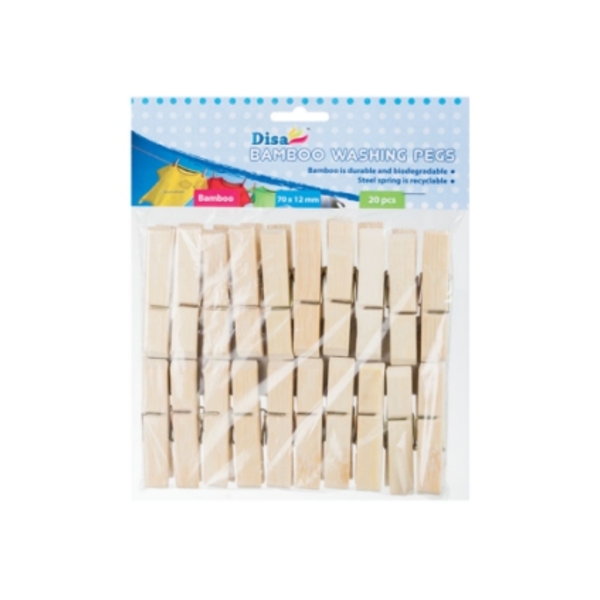 Caprichem products - Washing Pegs Bamboo 70mm Pack-20 P/PACK