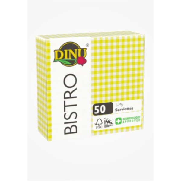 Caprichem products - Bistro Serviettes Yellow One Ply X 50 Pack P/PACK