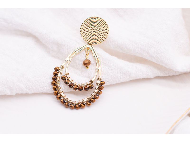 Double Tear Drop Gold Earrings