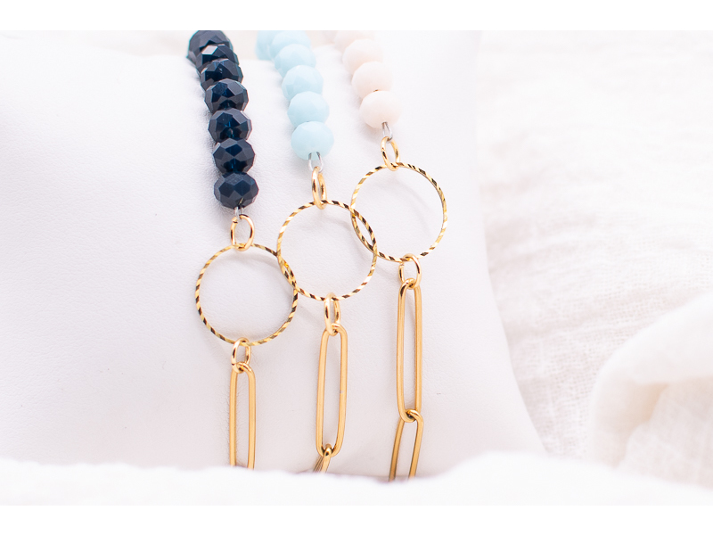 Crystal and Paperclip Chain Bracelet