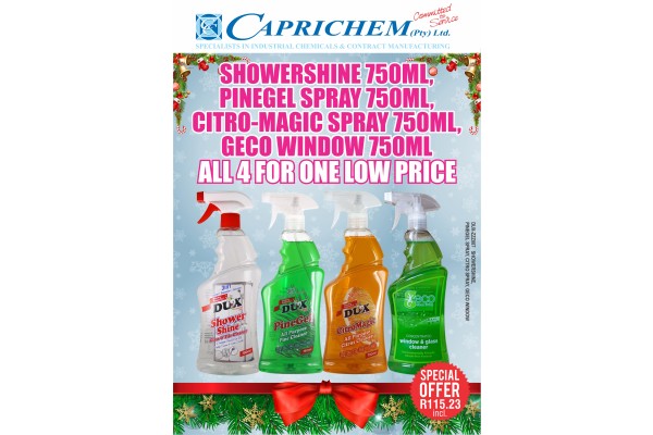 Caprichem products - Showershine, Pinegel Spray, Citro Spray, G-window P/SPECIAL