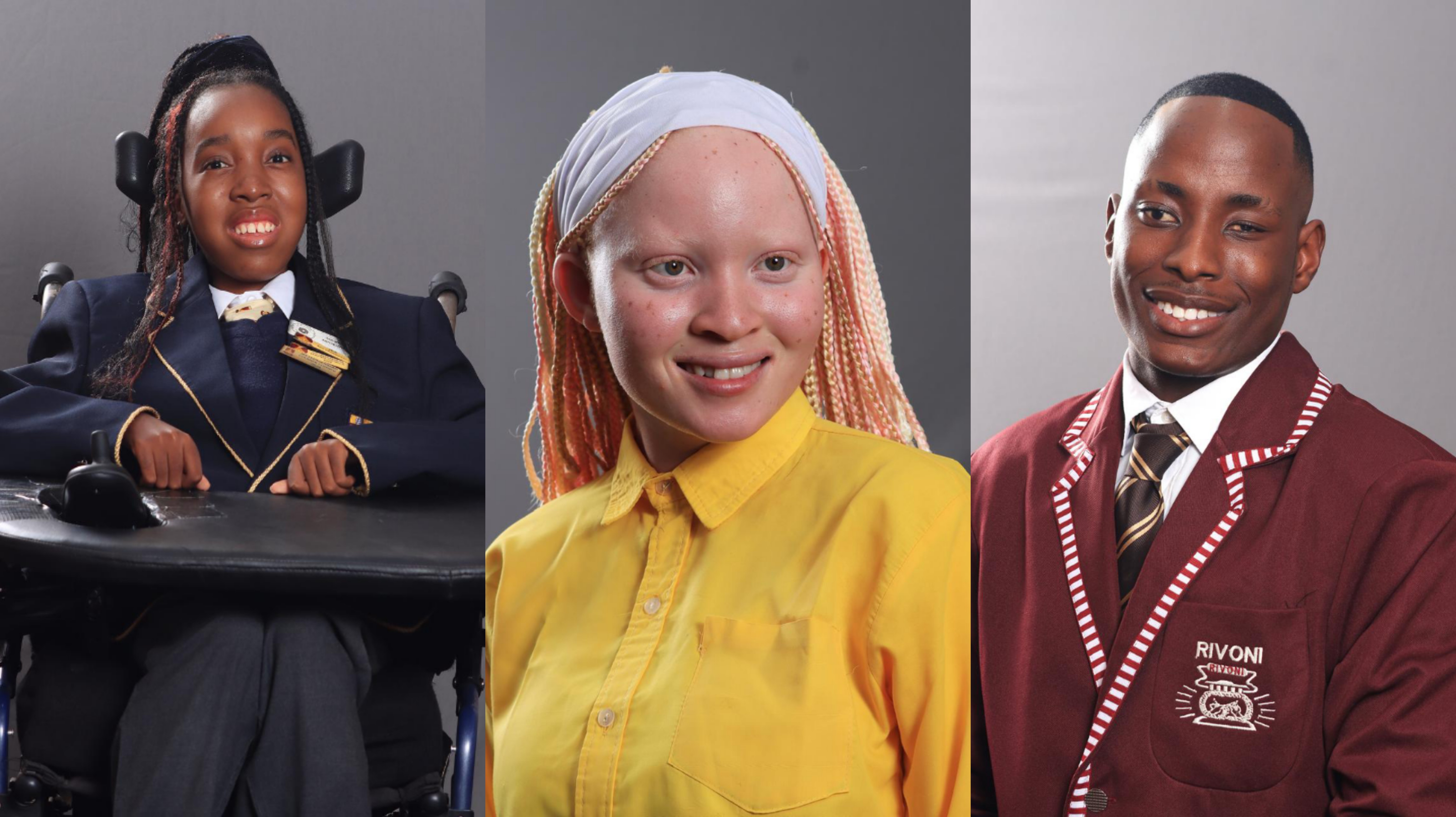 National Top 3 Special Educational Needs Achievers Takunda Praise Muchuweni, Mpho Doris Ntjakata and Tebatso Isaac Mokonyane