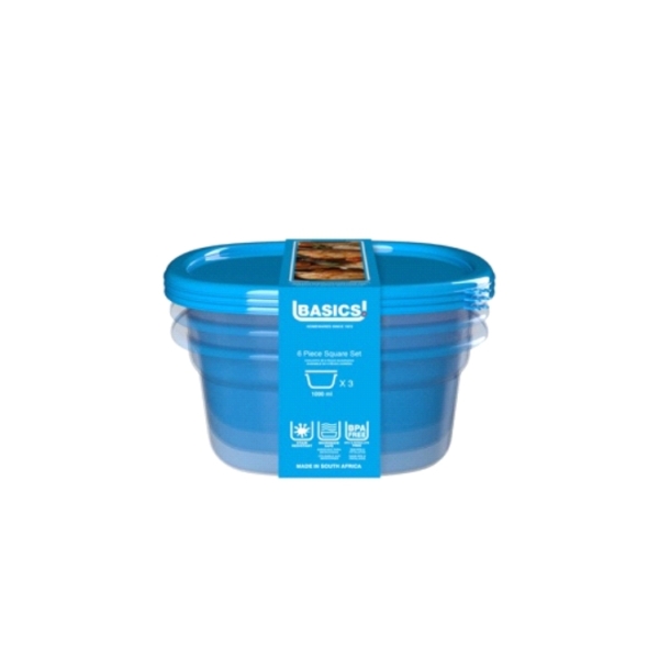 Caprichem products - Square Set Food Saver 6 Piece - 1000ml P/PACK