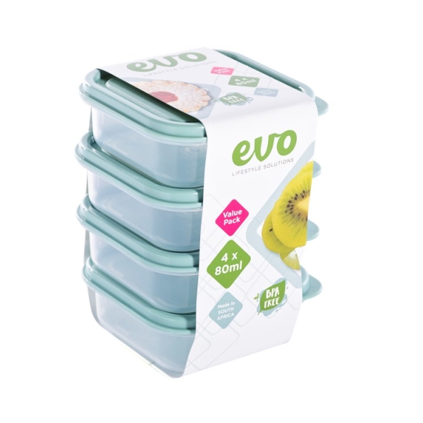 Caprichem products - Evo 80ml 4pc Snack Box Clear Base - Sage Lid P/SET