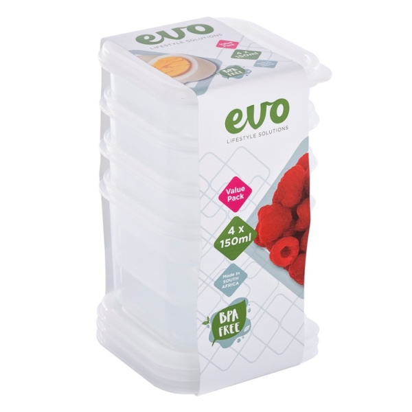 Related Products - Evo 150ml 4pc Snack Box Clear Base - Clear Lid P/SET