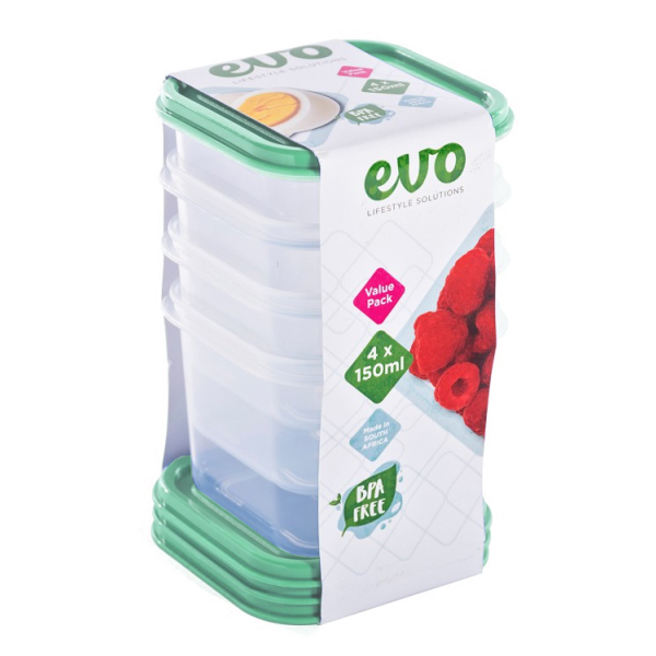 Related Products - Evo 150ml 4pc Snack Box Clear Base - Mint Lid P/SET