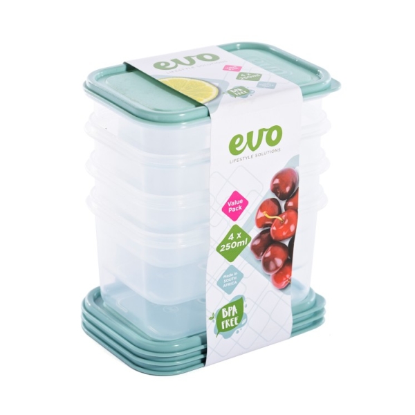 Related Products - Evo 250ml 4pc Snack Box Clear Base - Sage Lid P/SET