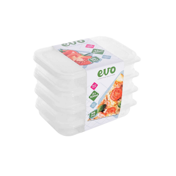 Related Products - Evo 500ml Lunch Box 4pc Clear Base - Clear Lid P/SET