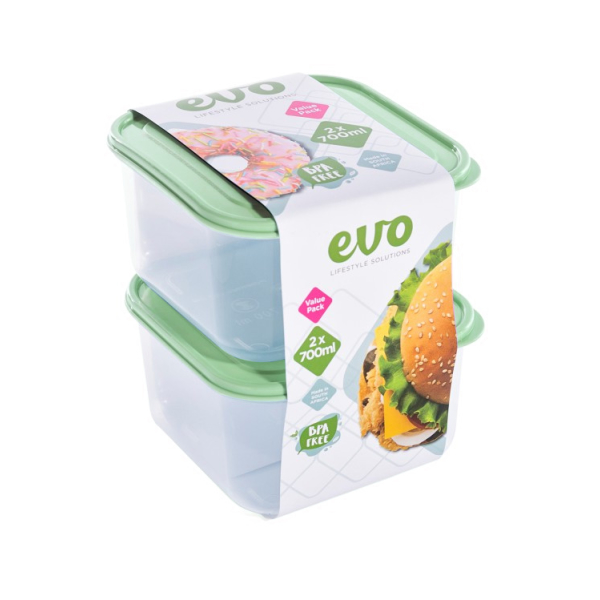 Related Products - Evo 700ml Lunch Box 2pc Clear Base - Mint Lid P/SET