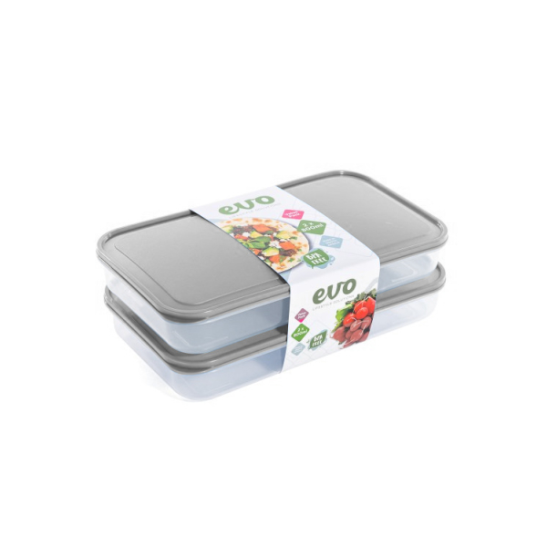 Related Products - Evo 800ml Lunch Box 2pc Clear Base - Grey Lid P/SET