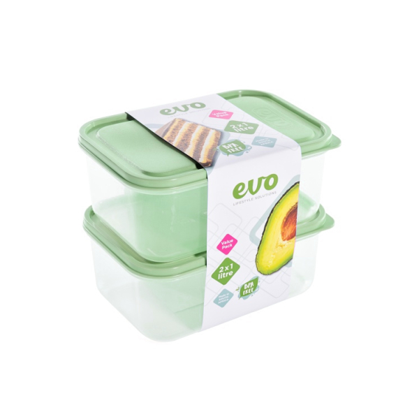 Related Products - Evo 1l Lunch Box 2pc Clear Base - Mint Lid P/SET