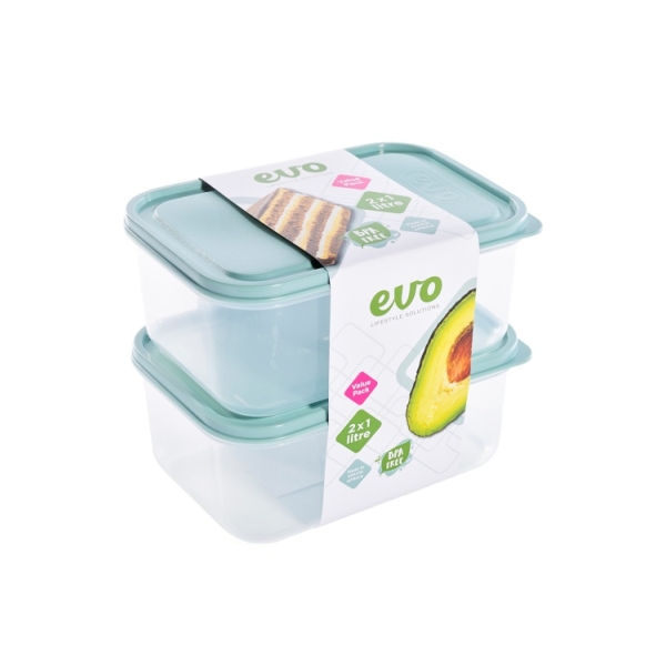 Related Products - Evo 1l Lunch Box 2pc Clear Base - Sage Lid P/SET