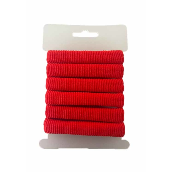 Caprichem products - Hair Elastic Carded 6 Per Pack - Red P/PACK