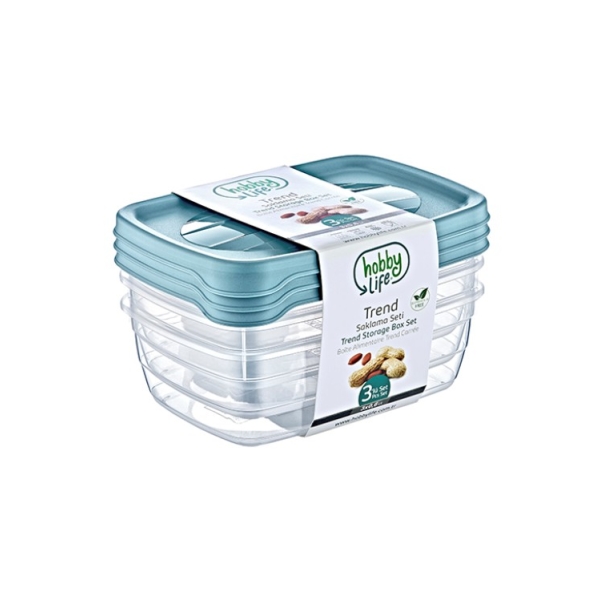 Caprichem products - Rectangle Trend Storage Box 600ml Set Of 3 P/SET
