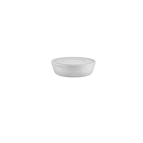 Caprichem products - Sandy Flat Bowl With Lid Matte White 1l EACH