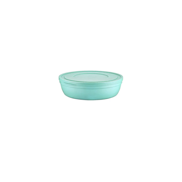 Caprichem products - Sandy Flat Bowl With Lid Matte Green 1.8l EACH