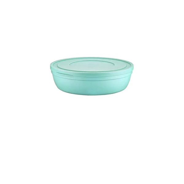 Caprichem products - Sandy Flat Bowl With Lid Matte Green 2.8l EACH