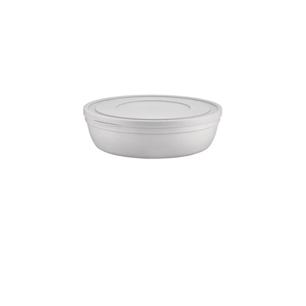 Caprichem products - Sandy Flat Bowl With Lid Matte White 2.8l EACH