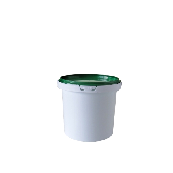 Caprichem products - 1l Plastic Bucket White With Green Lid Light Duty P/BUCKET