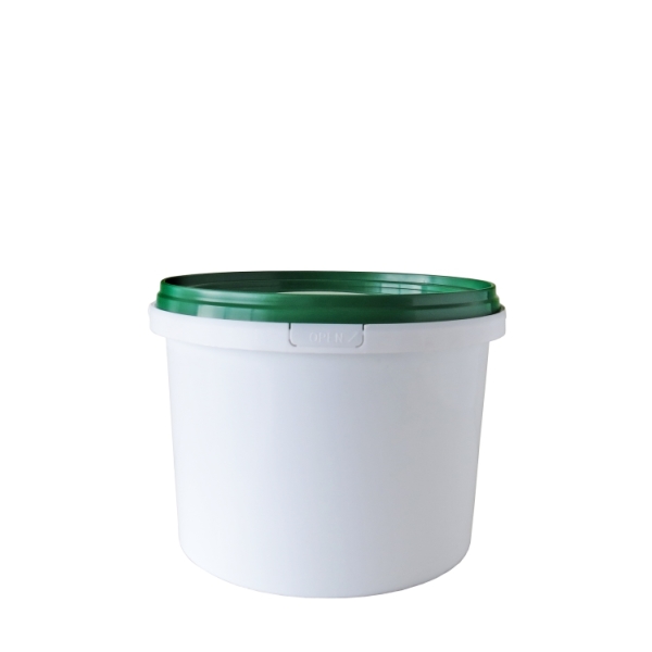 Caprichem products - 5l Plastic Bucket White With Green Lid Light Duty P/BUCKET