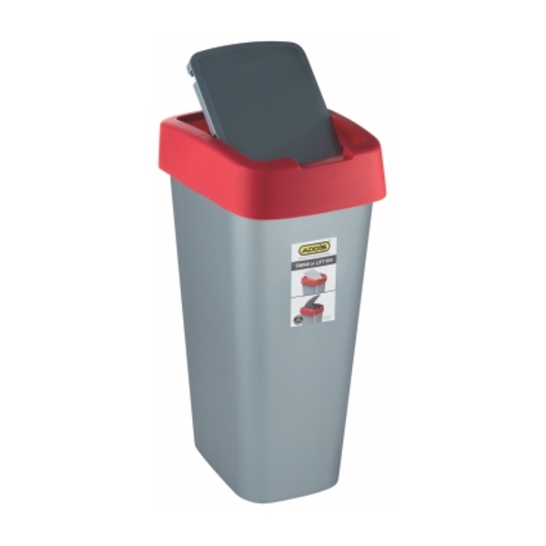 Caprichem products - Swing Or Lift Bin - 50l Steel Red Lid # EACH