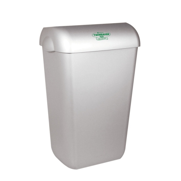 Caprichem products - Twinsaver Wall Bin With Lid Silver 43l Np0439 EACH