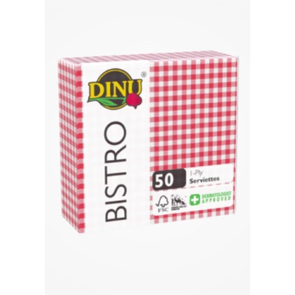 Caprichem products - Bistro Serviettes Red One Ply X 50 Pack P/PACK