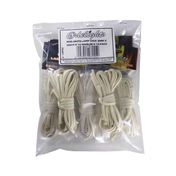 Caprichem products - @delights Lamp Wick 3mm X 30cm X 10 Singles X 10p P/PACK