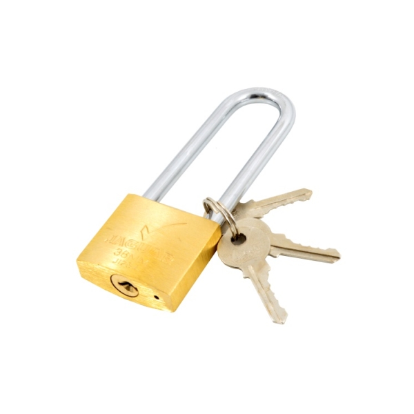 Caprichem products - Jaguar 38mm Long Shackle Brass Padlock Carded EACH