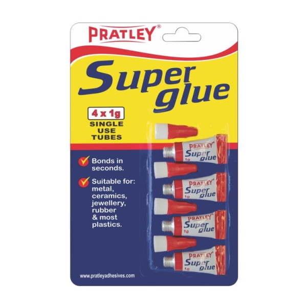 Caprichem products - Pratley Super Glue Single Use 4x1g EACH
