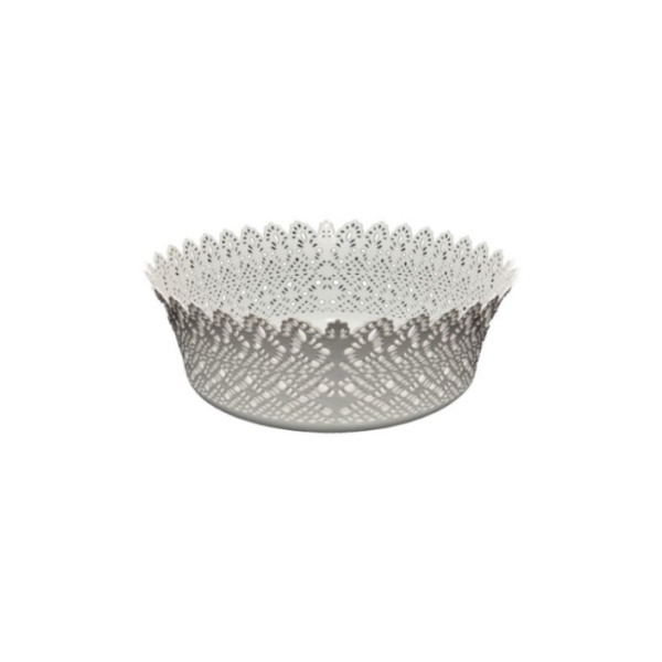 Caprichem products - Patterened Basket Round - White EACH