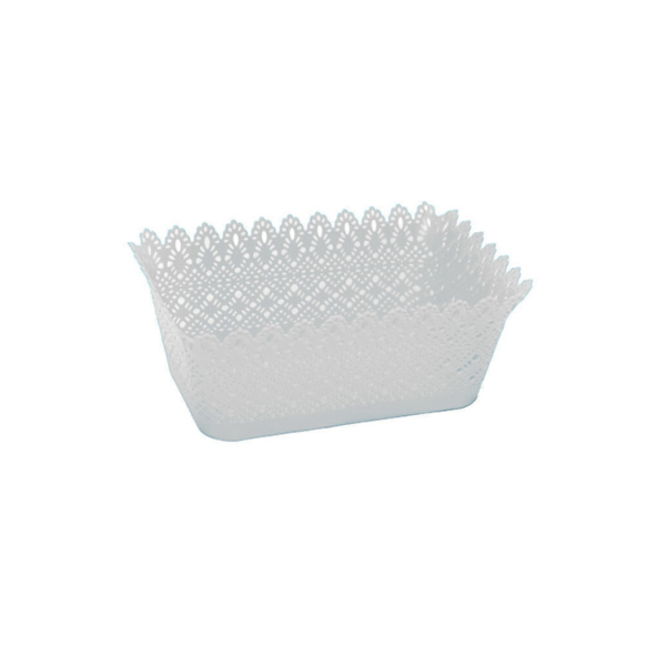 Caprichem products - Patterened Basket Rectangular - White EACH