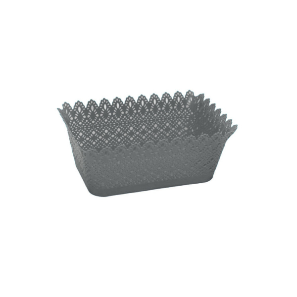 Caprichem products - Patterened Basket Rectangular - Silver / Steel EACH