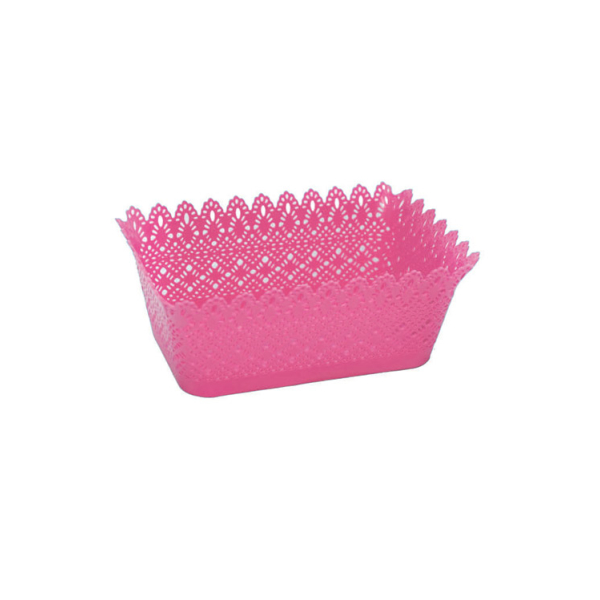Caprichem products - Patterened Basket Rectangular - Zephyr / Pink EACH
