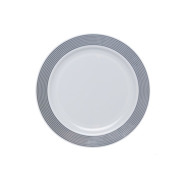 Caprichem products - Large Round Plate Silver Lined Rim 4 Pack P/PACK