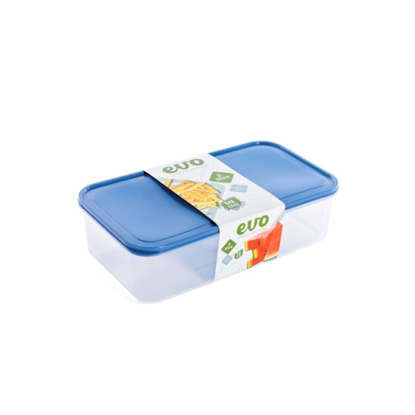Caprichem Product - Evo 2l Lunch Box 1pc Clear Base - Blue Lid EACH