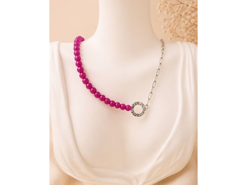 Pink Shift – Asymmetric Beaded Necklace