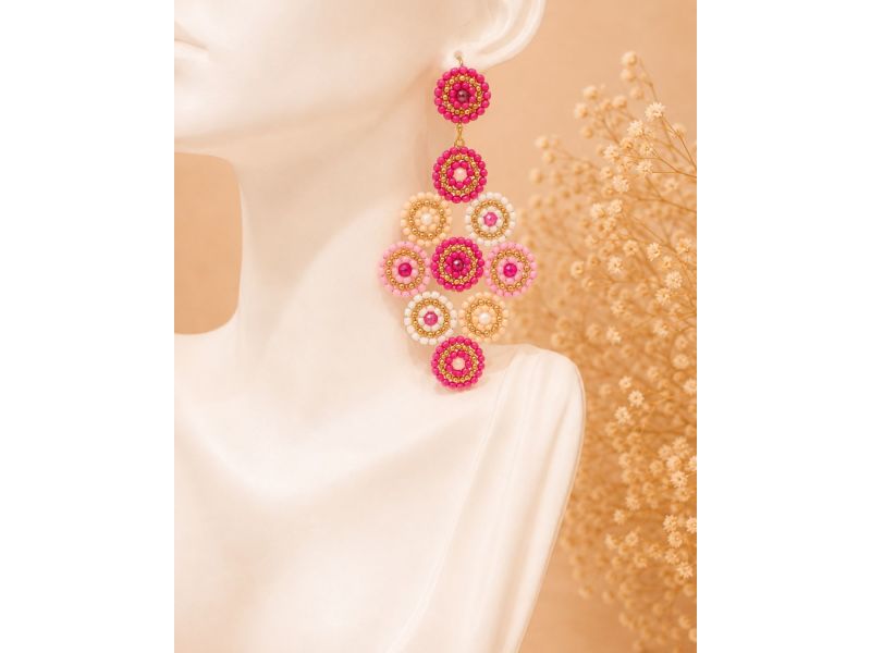 Confetti Bloom – Hand Beaded Statement Earrings