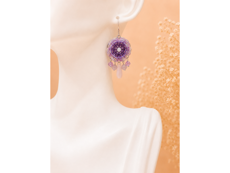 Petal Dreams – Hand Beaded Drop Earrings