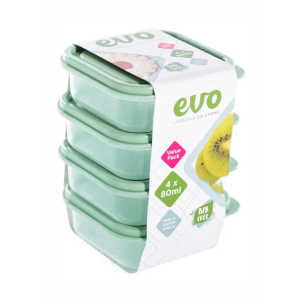 Caprichem Product - Evo 80ml 4pc Snack Box Clear Base - Mint Lid P/SET