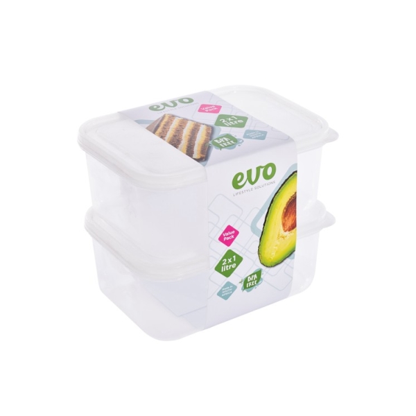 Related Products - Evo 1l Lunch Box 2pc Clear Base - Clear Lid P/SET