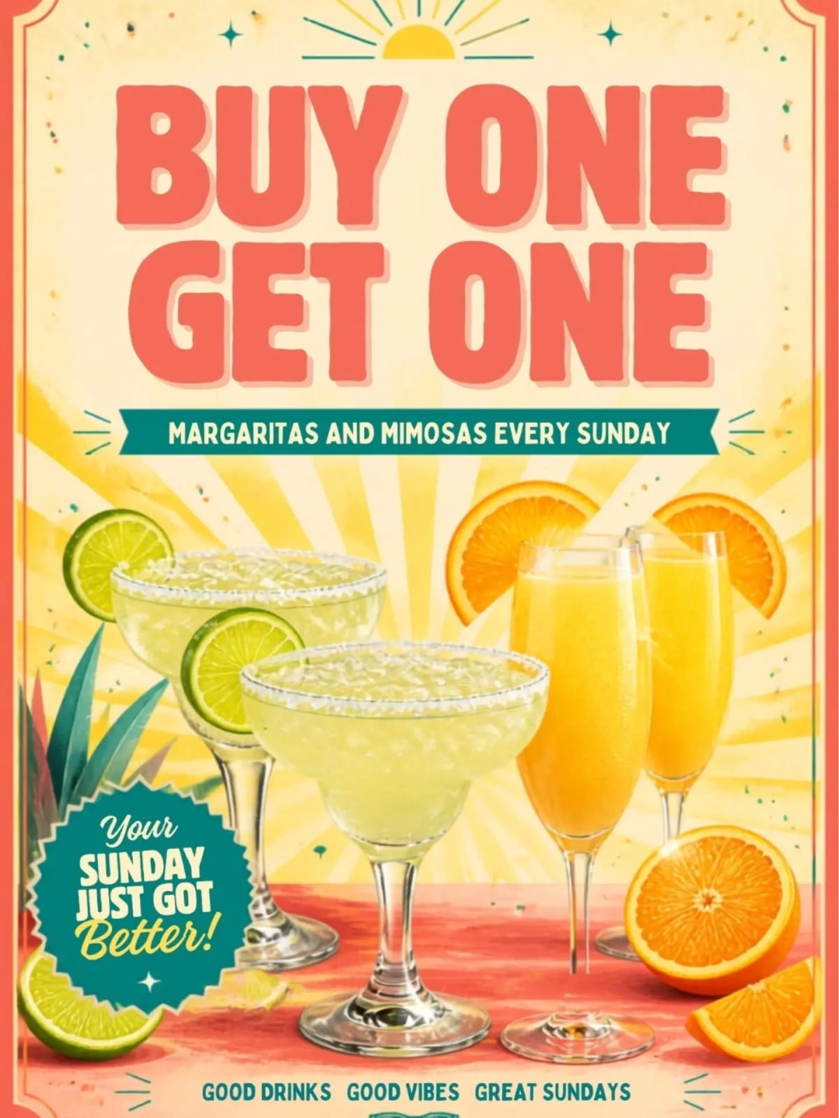 Buy One Get One Margaritas and Mimosas