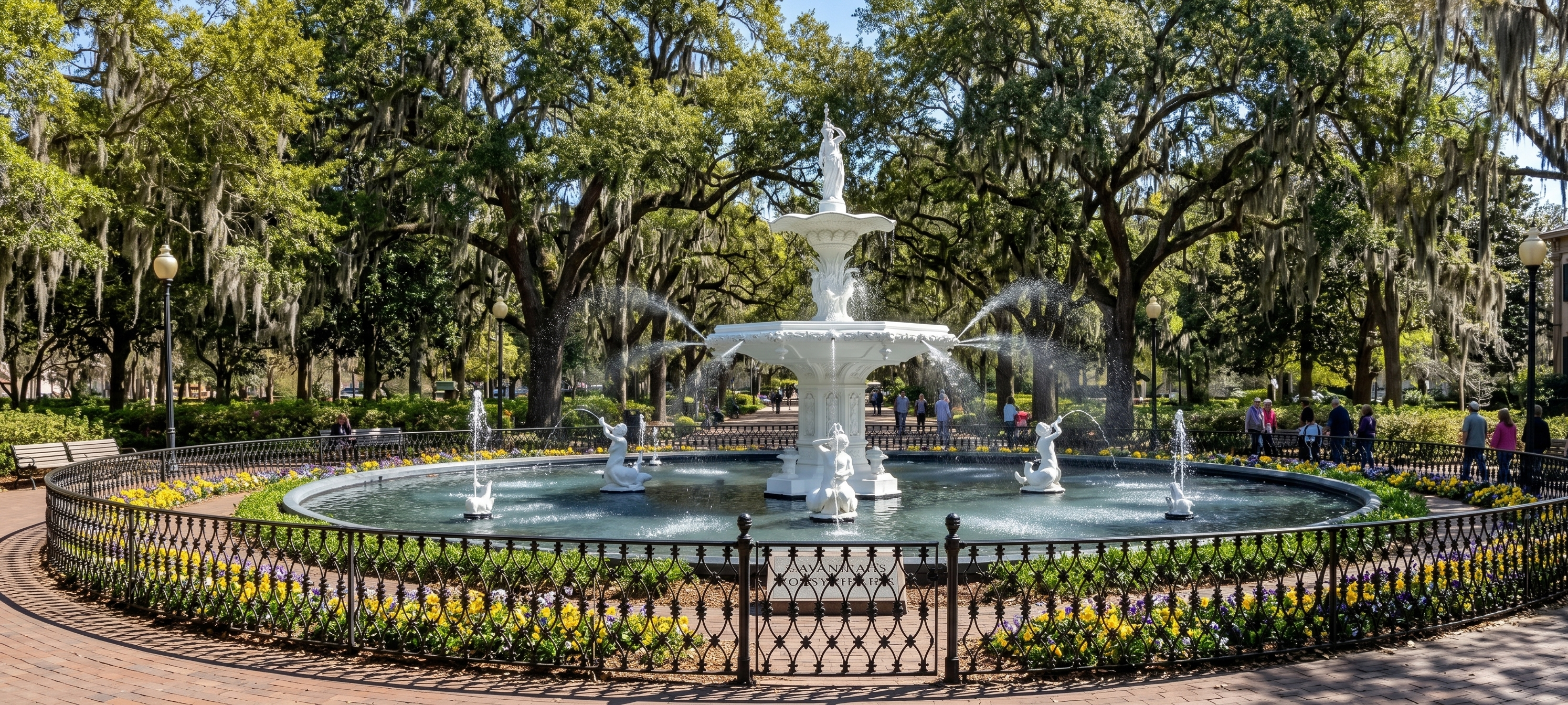 Savannah historic downtown water fountain