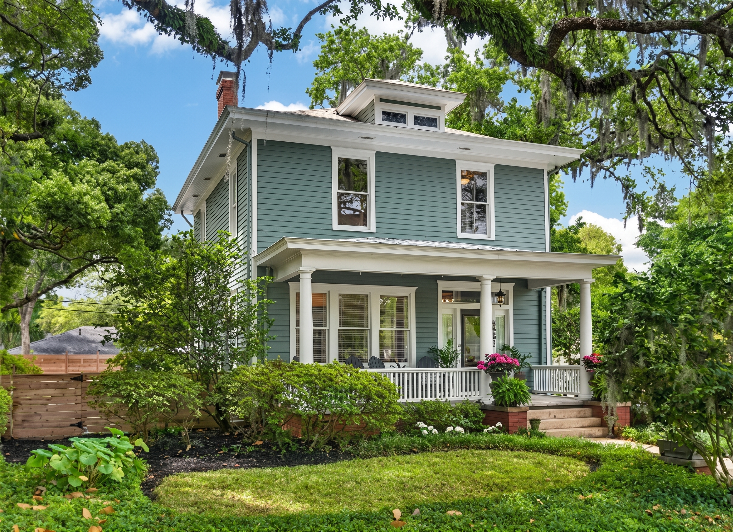 Gordonston Savannah residential neighborhood with Tudor and Craftsman homes