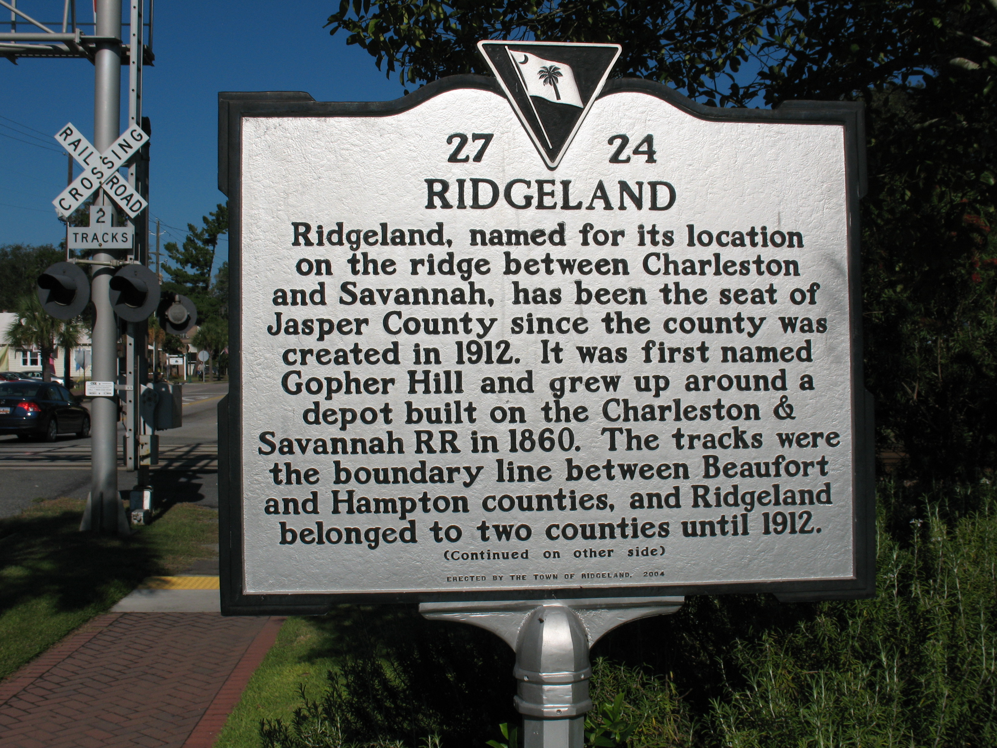 Historic Ridgeland marker in downtown Ridgeland, South Carolina