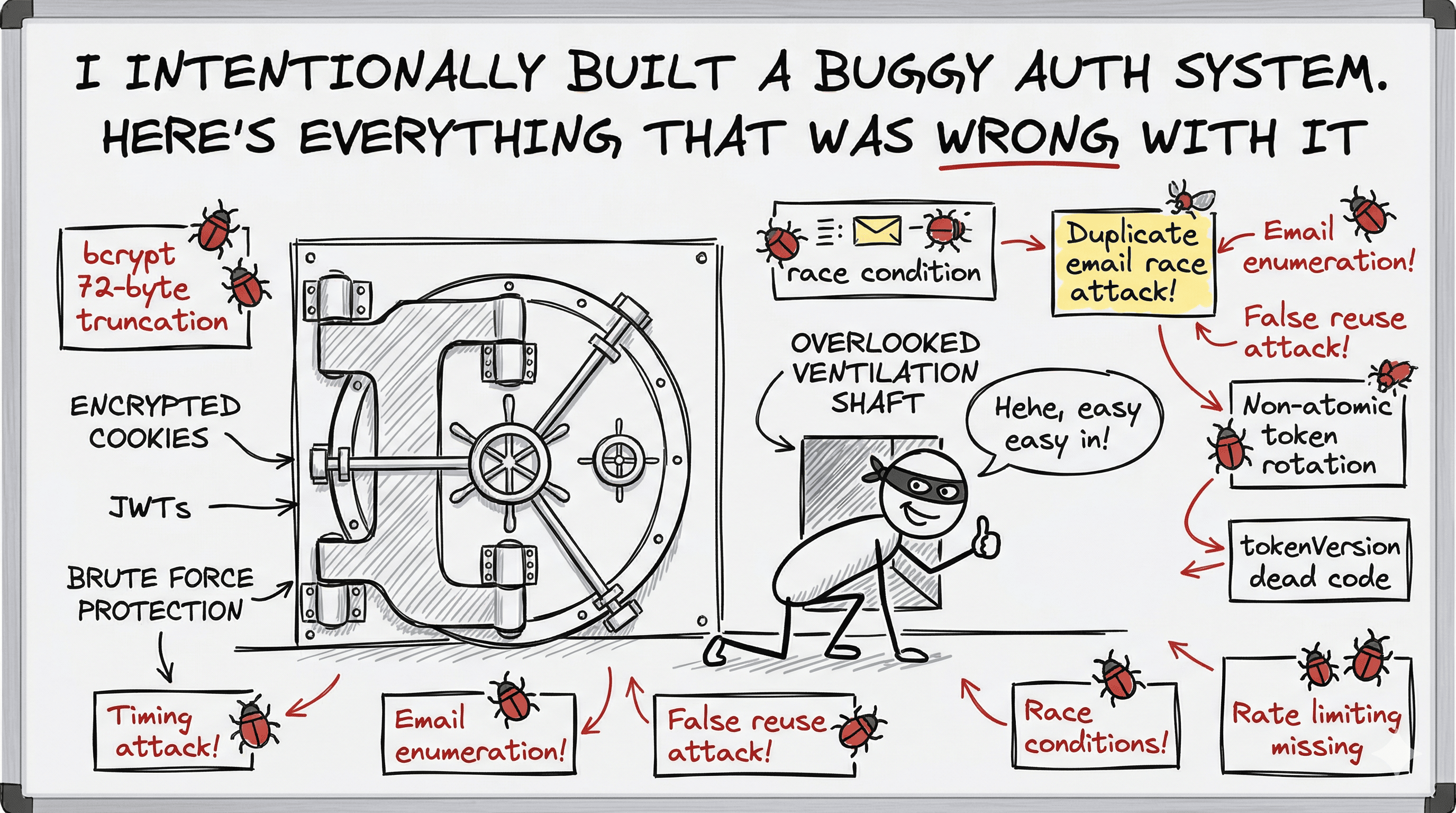 I Intentionally Built a Buggy Auth System. Here's Everything That Was Wrong With It