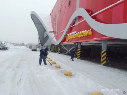 Предприятия Барнаула очищают прилегающие территории от снега и наледи