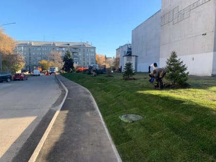 Новые тротуар и газон появились вдоль здания АГУ на Димитрова